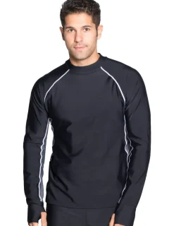 Tuga Sunwear Swim Shirts & Rash Guards|Men's Snorkel Long Sleeve Rash Guard - Black/Gray