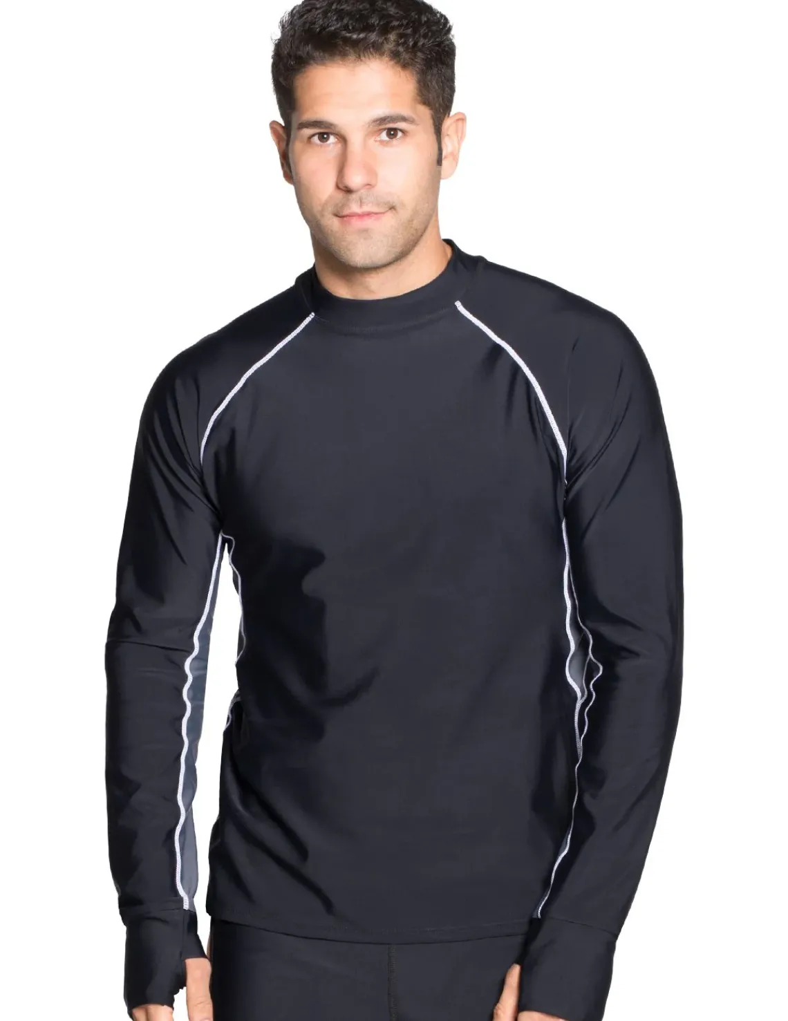 Tuga Sunwear Swim Shirts & Rash Guards|Men's Snorkel Long Sleeve Rash Guard - Black/Gray