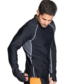 Tuga Sunwear Swim Shirts & Rash Guards|Men's Snorkel Long Sleeve Rash Guard - Black/Gray