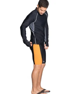 Tuga Sunwear Swim Shirts & Rash Guards|Men's Snorkel Long Sleeve Rash Guard - Black/Gray