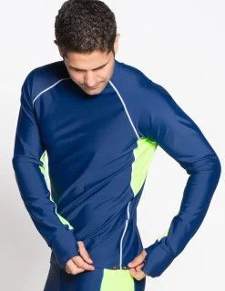 Tuga Sunwear Swim Shirts & Rash Guards|Men's Snorkel Long Sleeve Rash Guard - Navy / Neon Green