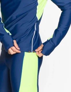 Tuga Sunwear Swim Shirts & Rash Guards|Men's Snorkel Long Sleeve Rash Guard - Navy / Neon Green