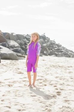 Tuga Sunwear 2 & 3 Piece Swim Sets|Seaside Rash Guard & Jammer Short - Malva (MADE IN USA)