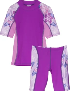 Tuga Sunwear 2 & 3 Piece Swim Sets|Seaside Rash Guard & Jammer Short - Malva (MADE IN USA)