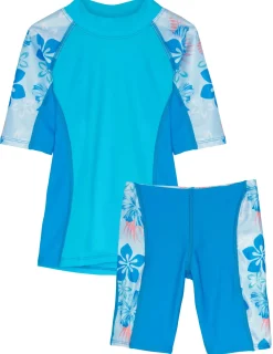 Tuga Sunwear 2 & 3 Piece Swim Sets|Seaside Rash Guard & Jammer Short - Celeste (MADE IN USA)