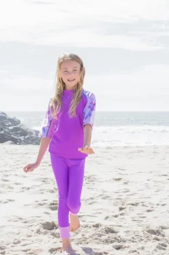 Tuga Sunwear 2 & 3 Piece Swim Sets|Seaside Rash Guard & Swim Legging - Malva