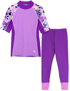 Tuga Sunwear 2 & 3 Piece Swim Sets|Seaside Rash Guard & Swim Legging - Verbena