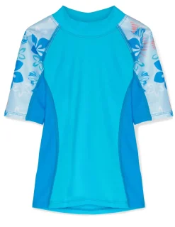 Tuga Sunwear Swim Shirts & Rash Guards|Seaside Short Sleeve Rash Guard - Celeste (MADE IN USA)