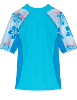 Tuga Sunwear Swim Shirts & Rash Guards|Seaside Short Sleeve Rash Guard - Celeste (MADE IN USA)