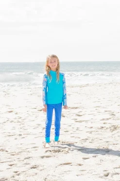 Tuga Sunwear Swim Shirts & Rash Guards|Shoreline Long Sleeve Rash Guard - Celeste (MADE IN USA)