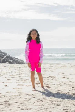 Tuga Sunwear 2 & 3 Piece Swim Sets|Shoreline Rash Guard & Jammer Short - Malva (MADE IN USA)