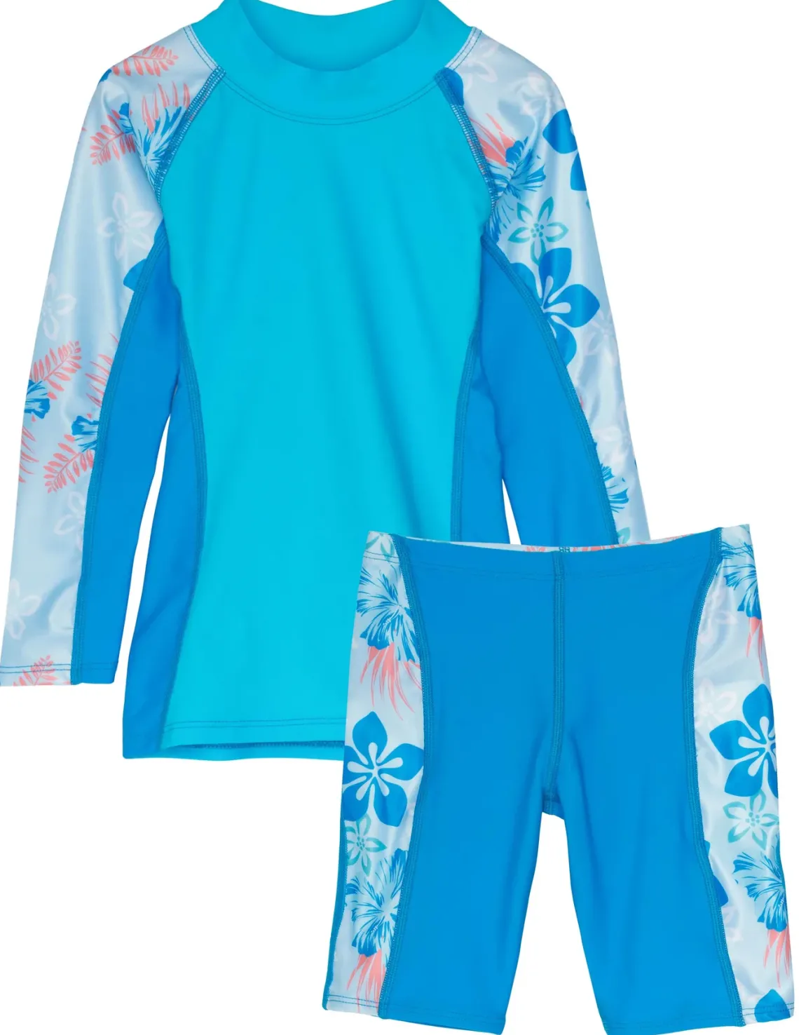 Tuga Sunwear 2 & 3 Piece Swim Sets|Shoreline Rash Guard & Jammer Short - Celeste (MADE IN USA)