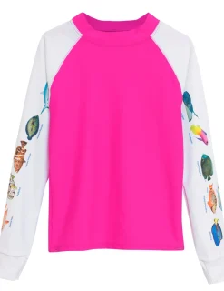 Tuga Sunwear Swim Shirts & Rash Guards|Snorkel Caribbean Fish ID Rash Guard - Fuchsia