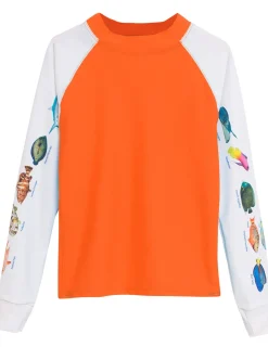 BOY Tuga Sunwear Swim Shirts & Rash Guards|Swim Shirts & Rash Guards|Snorkel Caribbean Fish ID Rash Guard - Orange