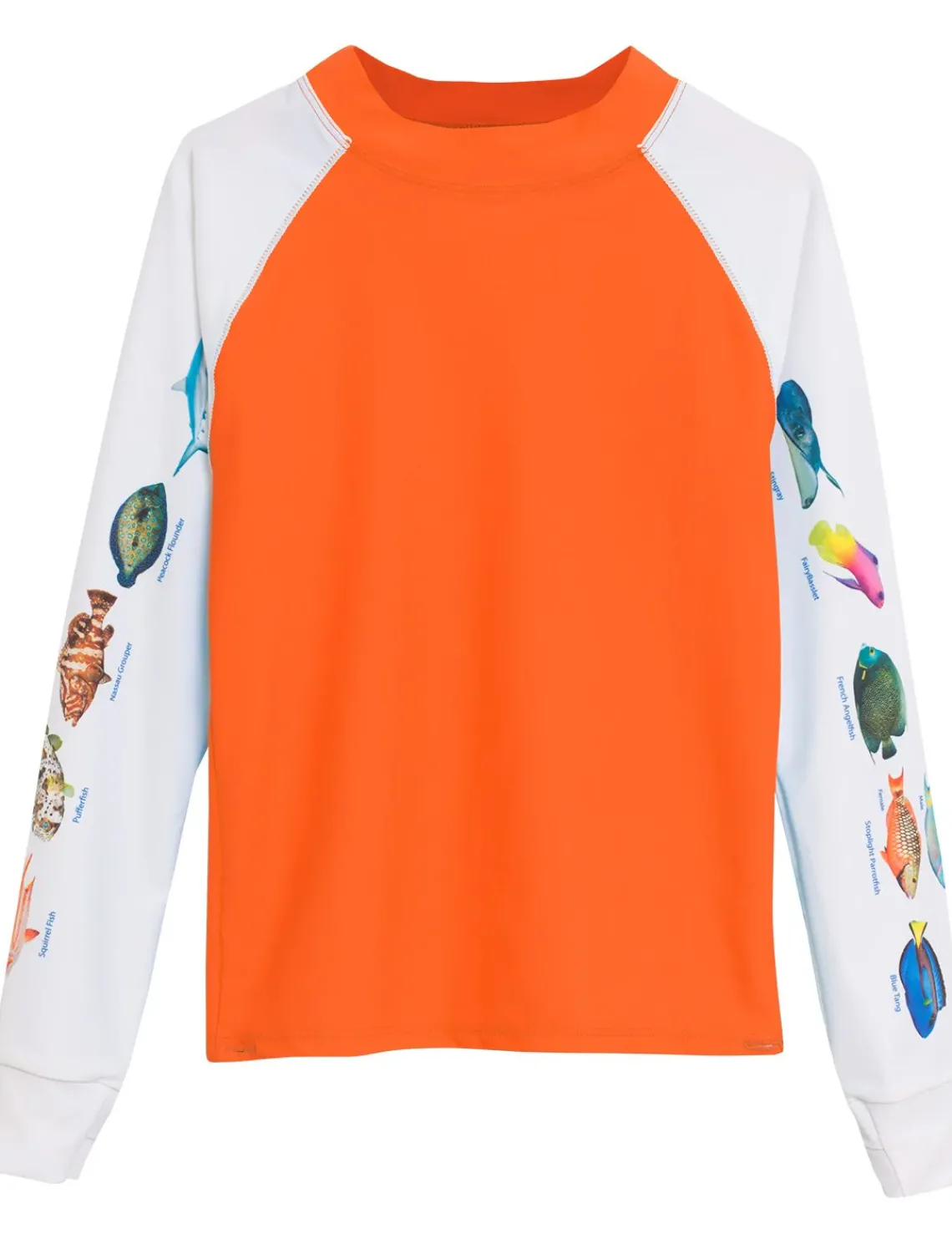 BOY Tuga Sunwear Swim Shirts & Rash Guards|Swim Shirts & Rash Guards|Snorkel Caribbean Fish ID Rash Guard - Orange
