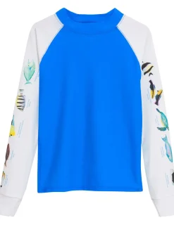 BOY Tuga Sunwear Swim Shirts & Rash Guards|Swim Shirts & Rash Guards|Snorkel Hawaii Fish ID Rash Guard - Royal