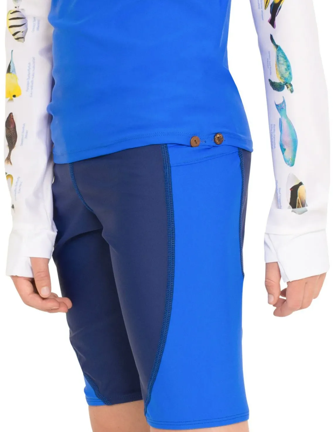 BOY Tuga Sunwear Swim Shirts & Rash Guards|Swim Shirts & Rash Guards|Snorkel Hawaii Fish ID Rash Guard - Royal