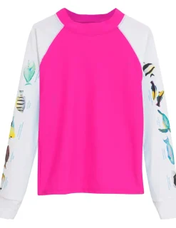 Tuga Sunwear Swim Shirts & Rash Guards|Snorkel Hawaii Fish ID Rash Guard - Fuchsia