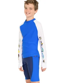 BOY Tuga Sunwear Swim Shirts & Rash Guards|Swim Shirts & Rash Guards|Snorkel Hawaii Fish ID Rash Guard - Orange