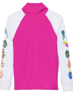 Tuga Sunwear Swim Shirts & Rash Guards|Snorkel Hoodie Rash Guard - Caribbean Fish ID - Fuchsia