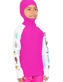 Tuga Sunwear Swim Shirts & Rash Guards|Snorkel Hoodie Rash Guard - Caribbean Fish ID - Fuchsia