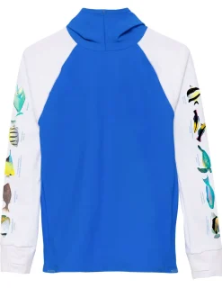 BOY Tuga Sunwear Swim Shirts & Rash Guards|Swim Shirts & Rash Guards|Snorkel Hoodie Rash Guard - Hawaii Fish ID - Royal