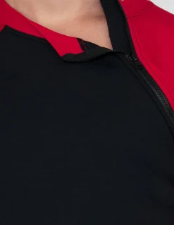 Women Tuga Sunwear Thermal Wetsuit Tops|Women's Hybrid Thermal Zip Rash Guard - Black / Royal