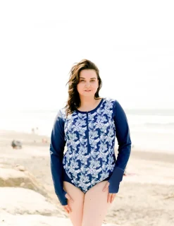 Women Tuga Sunwear One-piece Swimsuits|Women's Long Sleeve One Piece Swimsuit (Regular & Plus Size) - Retro Floral