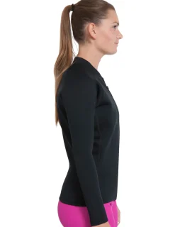 Women Tuga Sunwear Thermal Wetsuit Tops|Women's Thermal Zip Top - Black