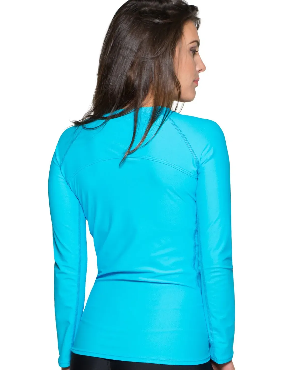 Women Tuga Sunwear Swim Shirts & Rash Guards|Women's Long Sleeve Quarter Zip Rash Guard (Regular & Plus Size) - Hawaii