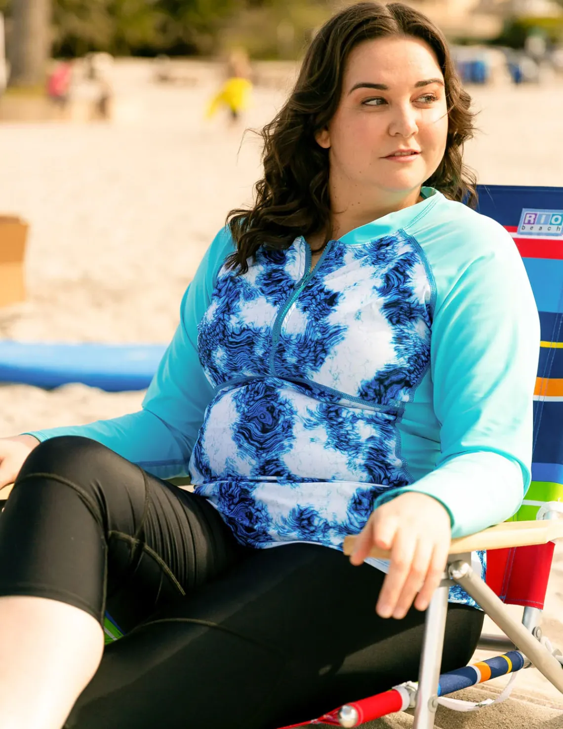 Women Tuga Sunwear Swim Shirts & Rash Guards|Women's Long Sleeve Quarter Zip Rash Guard (Regular & Plus Size) - Hawaii