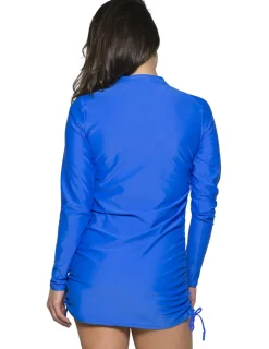 Women Tuga Sunwear Swim Shirts & Rash Guards|Women's Ruched Swim Top (Regular & Plus Size) - Royal