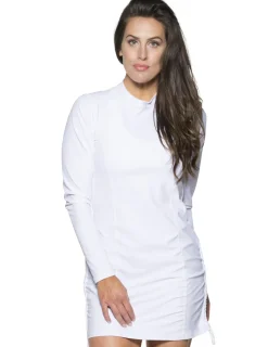 Women Tuga Sunwear Swim Shirts & Rash Guards|Women's Ruched Swim Top (Regular & Plus Size) - Royal