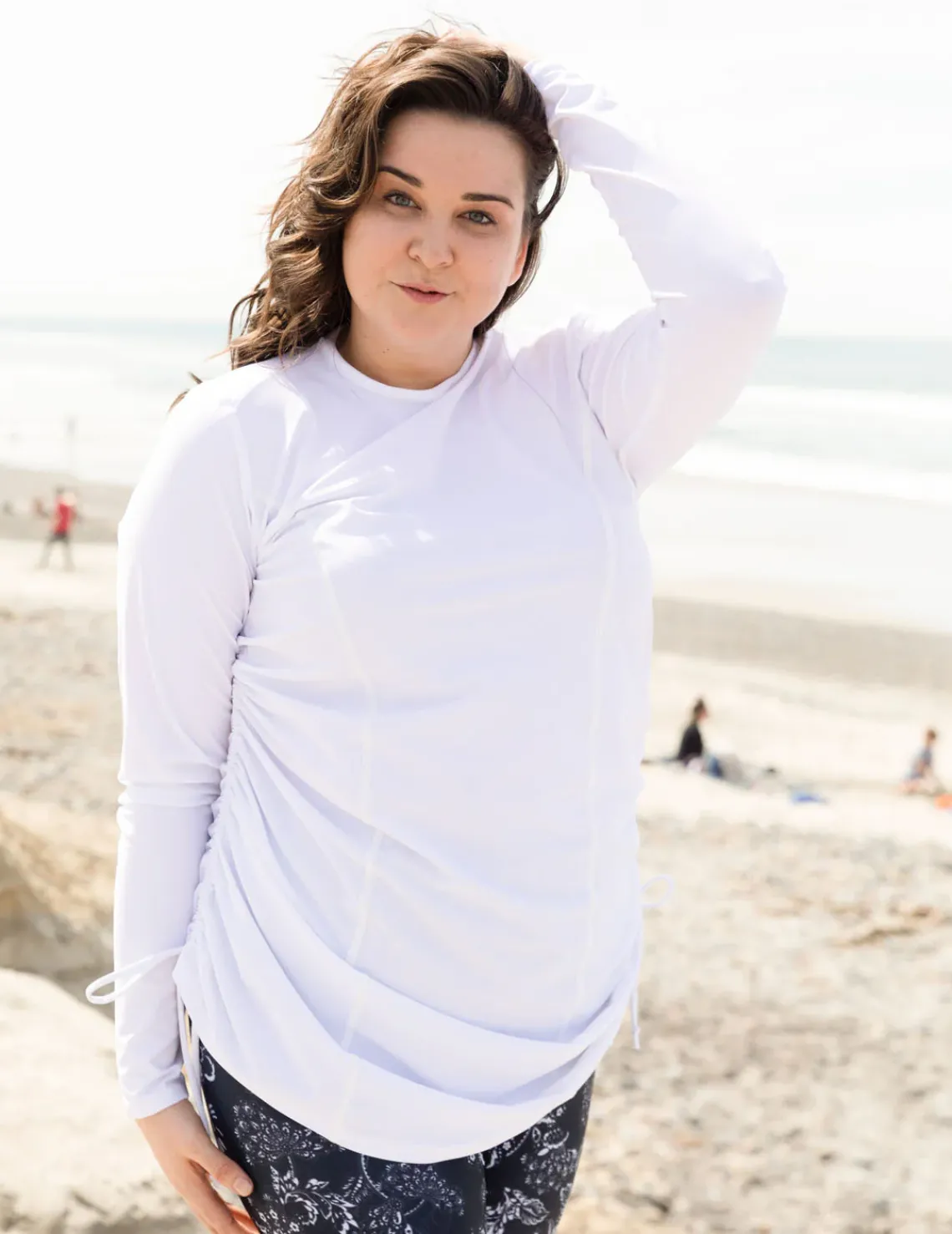 Women Tuga Sunwear Swim Shirts & Rash Guards|Women's Ruched Swim Top (Regular & Plus Size) - Navy