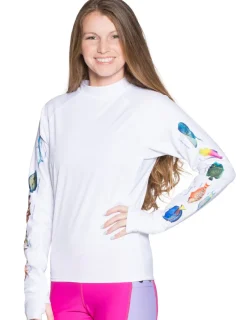 Women Tuga Sunwear Swim Shirts & Rash Guards|Women's Snorkel Caribbean Fish ID Rash Guard - Gray