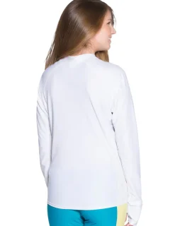 Women Tuga Sunwear Swim Shirts & Rash Guards|Women's Snorkel Caribbean Fish ID Rash Guard - White