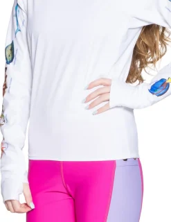 Women Tuga Sunwear Swim Shirts & Rash Guards|Women's Snorkel Caribbean Fish ID Rash Guard - Fuchsia