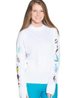 Women Tuga Sunwear Swim Shirts & Rash Guards|Women's Snorkel Hawaii Fish ID Rash Guard - White