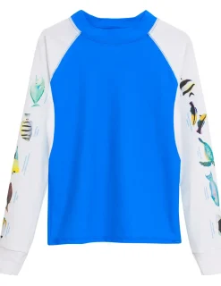 Women Tuga Sunwear Swim Shirts & Rash Guards|Women's Snorkel Hawaii Fish ID Rash Guard - Royal