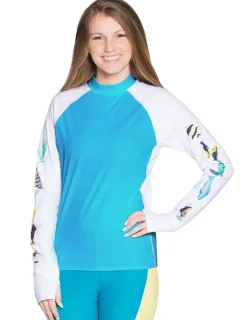 Women Tuga Sunwear Swim Shirts & Rash Guards|Women's Snorkel Hawaii Fish ID Rash Guard - Hawaii