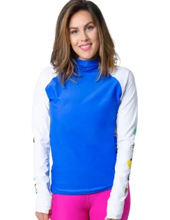 Women Tuga Sunwear Swim Shirts & Rash Guards|Women's Snorkel Hoodie Rash Guard - Hawaii Fish ID - Royal