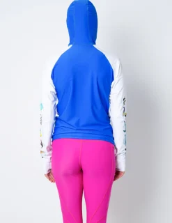 Women Tuga Sunwear Swim Shirts & Rash Guards|Women's Snorkel Hoodie Rash Guard - Hawaii Fish ID - White