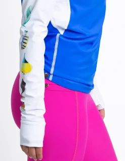 Women Tuga Sunwear Swim Shirts & Rash Guards|Women's Snorkel Hoodie Rash Guard - Hawaii Fish ID - White