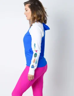 Women Tuga Sunwear Swim Shirts & Rash Guards|Women's Snorkel Hoodie Rash Guard - Caribbean Fish ID - Fuchsia