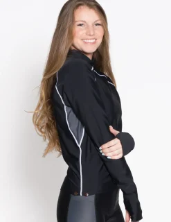 Women Tuga Sunwear Swim Shirts & Rash Guards|Women's Snorkel Long Sleeve Rash Guard - Black/Gray