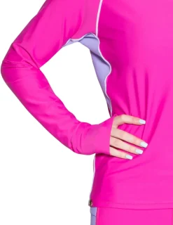 Women Tuga Sunwear Swim Shirts & Rash Guards|Women's Snorkel Long Sleeve Rash Guard - Fuchsia / Lavender