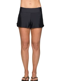 Women Tuga Sunwear Swim Shorts, Skirts, Capris, & Leggings|Women's Swim Board Short (Regular & Plus Size) - Black
