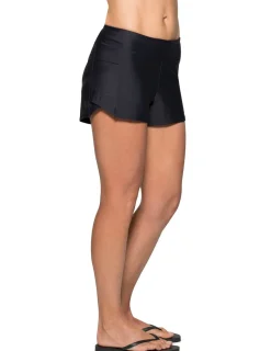 Women Tuga Sunwear Swim Shorts, Skirts, Capris, & Leggings|Women's Swim Board Short (Regular & Plus Size) - Black