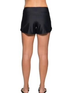 Women Tuga Sunwear Swim Shorts, Skirts, Capris, & Leggings|Women's Swim Board Short (Regular & Plus Size) - Black