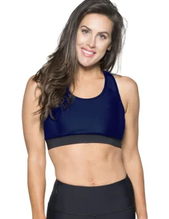 Women Tuga Sunwear Swim Shirts & Rash Guards|Women's Swim Sport Top (Regular & Plus Size) - Navy